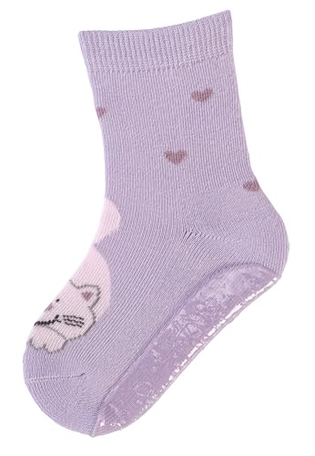 Sterntaler Fli Fli AIR Katze - Fliesen Flitzer für Mädchen - Stoppersocken mit rutschfester Sohle - Fliesensocken mit Motiven - flieder, 22 von Sterntaler