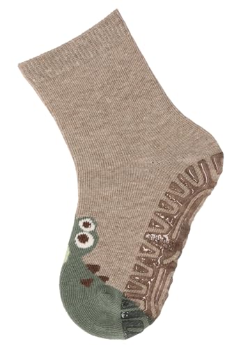 Sterntaler Fli Fli SUN Krokodil - Fliesen Flitzer für Jungen - Stoppersocken mit rutschfester Sohle - Fliesensocken mit Motiven - braun melange, 18 von Sterntaler