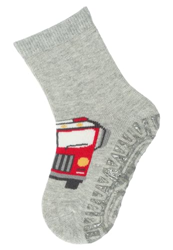 Sterntaler Fli Fli SUN LKW - Fliesen Flitzer für Jungen - Stoppersocken mit rutschfester Sohle - Fliesensocken mit Motiven - hellgrau melange, 24 von Sterntaler