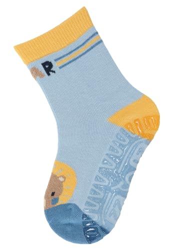 Sterntaler Fli Fli SUN Löwe - Fliesen Flitzer für Jungen - Stoppersocken mit rutschfester Sohle - Fliesensocken mit Motiven - graublau, 18 von Sterntaler