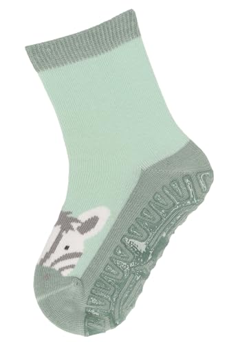 Sterntaler Fli Fli SUN Zebra - Fliesen Flitzer für Mädchen - Stoppersocken mit rutschfester Sohle - Fliesensocken mit Motiven - steingrün, 18 von Sterntaler