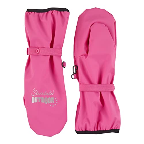 Sterntaler Handschuh mit Stulpe uni - Mädchen Matsch Handschuhe mit langem Schaft, verschweißten Nähten und reflektierendem Detail - gefütterte Baby und Kinder Regen Fäustlinge, himbeerrosa, Größe 2 von Sterntaler