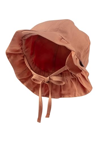 Sterntaler Hut gerüscht - Mädchen Sommer Hut mit Bindeband und Ohrenklappen - UV-Schutz 50+ Sonnen Hut mit Größenregulierungsband - Baby und Kinder Sommer Mütze, lichtbraun, Größe 47 von Sterntaler