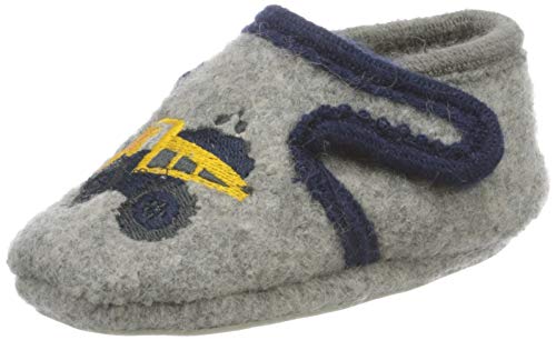 Sterntaler Jungen Baby-Krabbelschuh Slipper, rauchgrau, 17/18 EU von Sterntaler