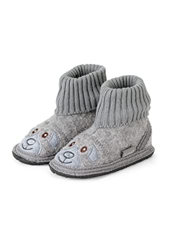 Sterntaler Hausschuhe Bär - Unisex Hausschuhe aus Wollfilz - bequemer Baby und Kinder Hüttenschuh mit rutschfester Sohle - Kindergarten Pantoffeln mit elastischem Strickbund, mittelgrau, Größe 26 von Sterntaler