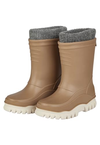 Sterntaler Gummistiefel uni gefüttert - Unisex Kinder Regenstiefel mit herausnehmbarem Innenschuh - warme, wasserdichte Kinderstiefel - Matsch- und Regenschuhe, lehmbraun, Größe 27 von Sterntaler