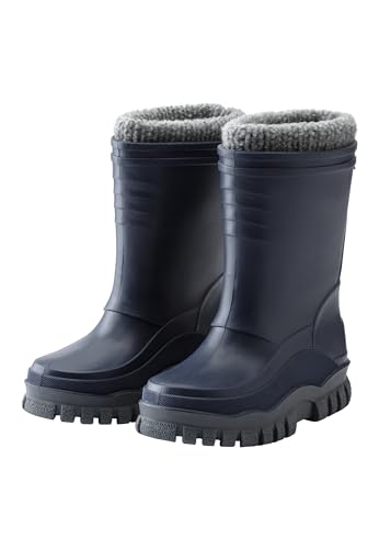 Sterntaler Gummistiefel uni gefüttert - Jungen Kinder Regenstiefel mit herausnehmbarem Innenschuh - warme, wasserdichte Kinderstiefel - Matsch- und Regenschuhe, marine, Größe 23 von Sterntaler