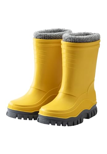 Sterntaler Gummistiefel uni gefüttert - Unisex Kinder Regenstiefel mit herausnehmbarem Innenschuh - warme, wasserdichte Kinderstiefel - Matsch- und Regenschuhe, mattgelb, Größe 25 von Sterntaler