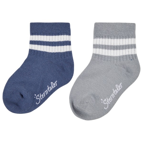 Sterntaler - Kid's Kurz-Socken DP Coolmax Rippe - Multifunktionssocken Gr 27-30 grau/blau von Sterntaler