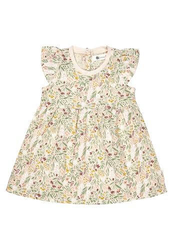 Sterntaler Kleid Blumen - Mädchen Kleid aus Baumwolle in Leinenoptik - luftiges Sommer Kleid mit Flügelärmeln und bequemer A-Linie - mit Knopf im Nacken - Kinderkleidung ab Geburt, zartrosa, Größe 86 von Sterntaler