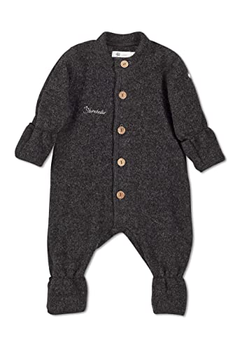 Sterntaler Kleinkind Jungen Overall - Baby Overall aus Merino Wolle mit Stickerei und Knopfleiste - anthrazit meliert, 80 von Sterntaler