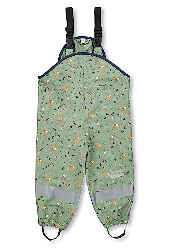 Sterntaler Kleinkind Unisex Regenhose Kinder Träger Regenträgerhose Waldtiere - Hose Wasserdicht mit Druckknopf und verschweißten Nähten - grün, 110 von Sterntaler