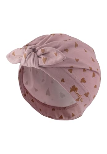 Sterntaler Knotenmütze Herzen - Babymütze aus Flammgarn-Jersey mit Allover Print - Mädchen UV-Schutz 30 Turban Mütze - modische Beanie Baby und Kinder Mütze - Übergangsmütze, samtrosa, Größe 55 von Sterntaler