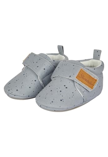 Sterntaler Krabbelschuhe Punkte - Baby Schuhe aus Canvas mit Klettverschluss - Baby und Kleinkind Hausschuh mit Rutschfester Sohle - Baby Sneaker Jungen mit Jersey Futter, graublau, Größe 20 von Sterntaler