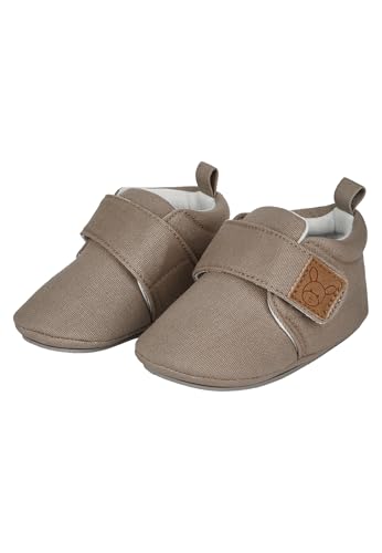 Sterntaler Baby Krabbelschuhe uni – Unisex Babyschuhe aus Canvas mit Jerseyfutter – Knöchelhohe Baby Schuhe mit rutschfester Sternensohle – Krabbelschuhe aus Baumwolle – Größe 22, Farbe graubeige von Sterntaler