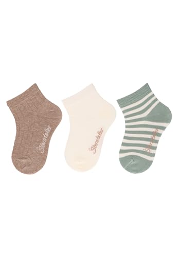 Sterntaler Kurz -Socken 3er Pack Rippe - kurze Babysocken für Unisex - Kurzsocken in unifarben und schicken Ringeln - Socken für Babys im Set - braun melange, 18 von Sterntaler