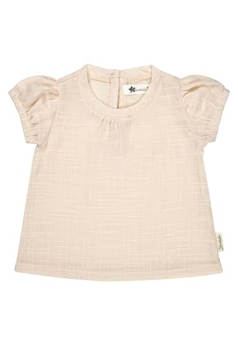 Sterntaler Kurzarmshirt Leinenoptik - Mädchen Shirt aus Baumwolle - Blusen Shirt mit Rundhals, Puffärmeln und Raffung am Ausschnitt - Baby und Kinder Sommer Bekleidung - zartrosa, Größe 80 von Sterntaler
