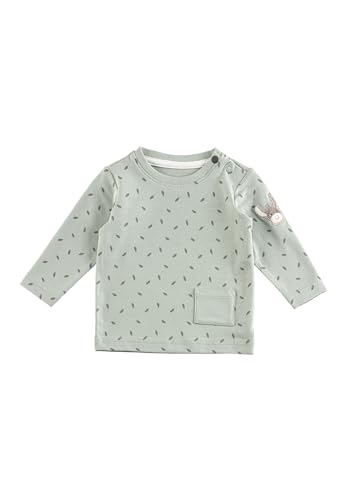 Sterntaler Langarmshirt Blätter - Baby Shirt aus Baumwolljersey mit Allover Print - Unisex Longsleeve mit Esel Emmi Applikation - weiche Baby und Kinder Bekleidung ab Geburt - steingrün, Größe 50 von Sterntaler