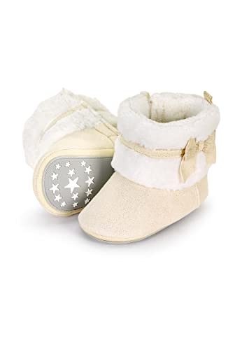 Sterntaler Baby Mädchen Baby-Stiefel Schleife Babyschuh - Babystiefel, Babystiefelchen - Low-Top Babyschuh mit Kunststoff Sohle - beige, 20 von Sterntaler