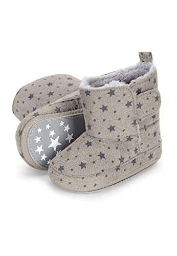 Sterntaler Baby Mädchen Baby-Stiefel Sterne Babyschuh - Babystiefel, Babystiefelchen - Low-Top Babyschuh mit Kunststoff Sohle - hellgrau, 16 von Sterntaler