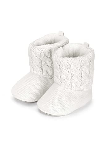 Sterntaler Baby Mädchen Baby-Stiefel Strick Babyschuh - Babystiefel, Babystiefelchen - Mid-Top Babyschuh mit Kunststoff Sohle - beige, 20 von Sterntaler