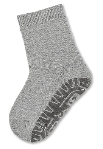 Sterntaler Fli Fli SOFT uni - Unisex Fliesen Flitzer einfarbig - warme Kinder Innenfrottee Stoppersocken - elastische, hautsympathische Kinder Strümpfe mit Anti-Rutsch-Sohle, silber melange, Größe 34 von Sterntaler