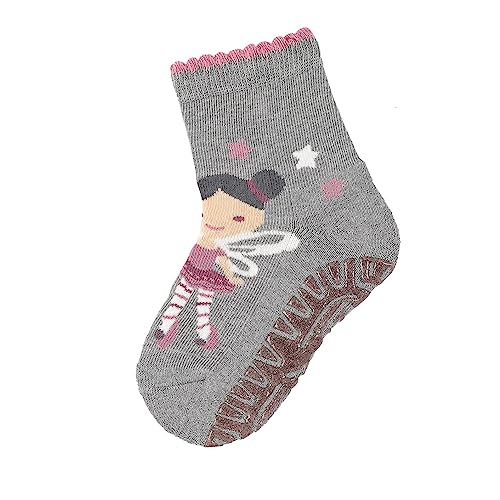 Sterntaler Glitzer Flitzer AIR Fee - Mädchen Fliesen Flitzer - Stoppersocken mit Innenfrottee im Sohlenbereich - Baby und Kinder Strümpfe mit Glitzer Anti-Rutsch-Sohle, silber melange, Größe 26 von Sterntaler