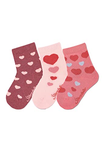 Sterntaler Baby Mädchen Baby Socken Söckchen 3er-Pack Herzen Strümpfe - Socken Baby, Babysöckchen - mit Herzen Motiv - rot meliert, 30 von Sterntaler