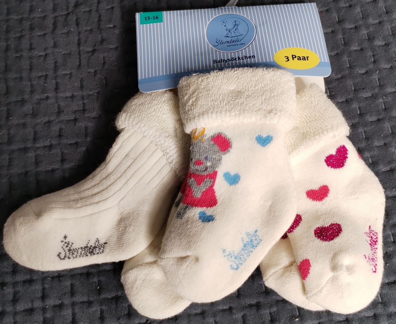 Sterntaler Maus Babysöckchen 3 Paar im Set Mädchen ecru Baumwolle von Sterntaler
