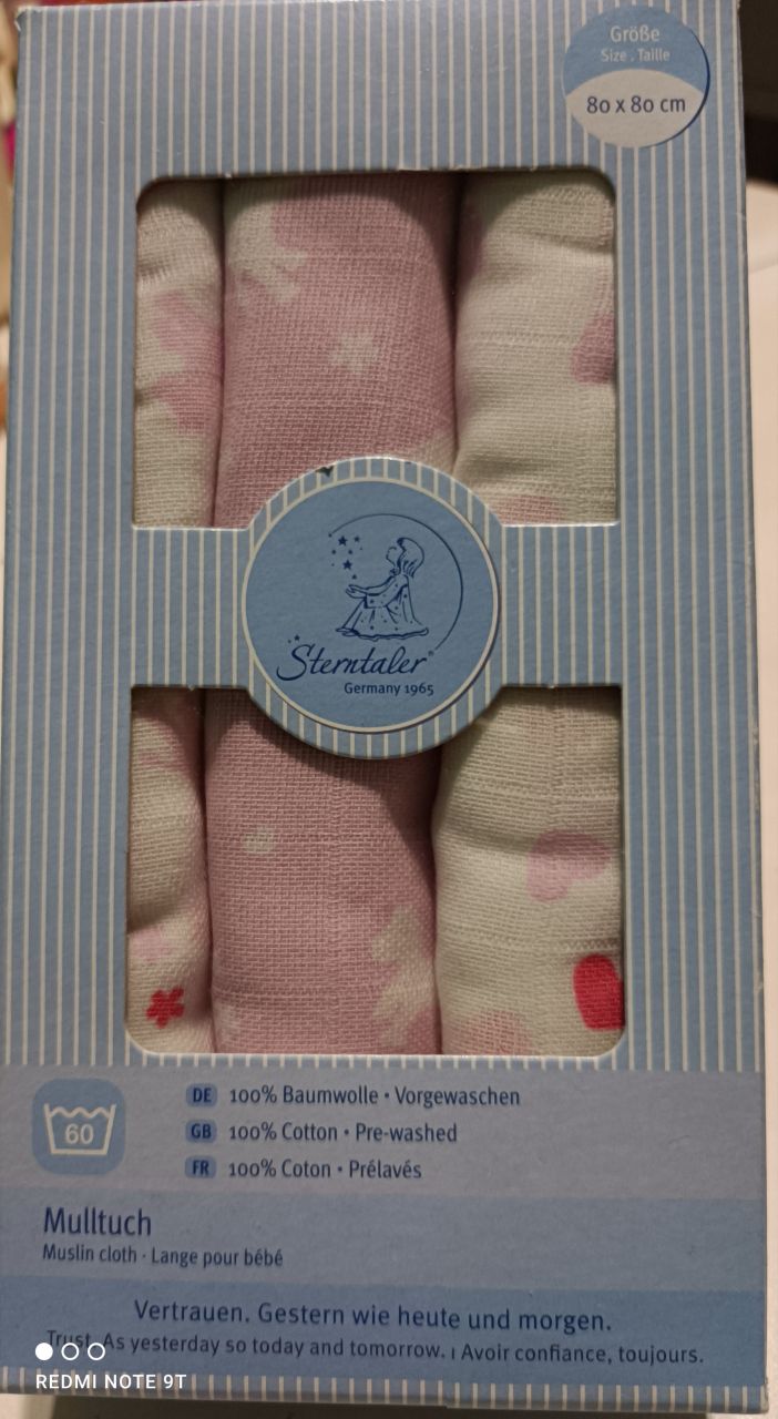 Sterntaler Mulltuch-Set Pferde, 3er Pack, weiß mit Druck von Sterntaler