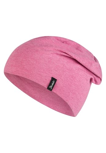 Sterntaler OCS Beanie Melange – Mädchen Baby Mütze aus Melange-Singlejersey (Bio) – weiche Kopfbedeckung mit Zwei Tragevarianten – lässige Übergangsmütze für Babys & Kinder – pink Melange, Gr. 47 von Sterntaler