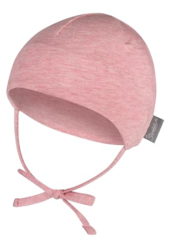 Sterntaler OCS Beanie Melange - weiche Beanie Mütze aus Melange Singlejersey (Bio) - Mädchen Kopfbedeckung - Baby und Kinder Übergangsmütze mit Bindeband - ab Geburt - samtrosa, Größe 39 von Sterntaler