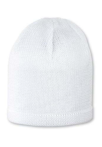 Sterntaler OCS Strickmütze - Klassische Babymütze aus Baumwollgarn (Bio) - Unisex Übergangsmütze ab Geburt - Basic Kopfbedeckung - Beanie Mütze einfarbig - Größe 37, Farbe weiß von Sterntaler
