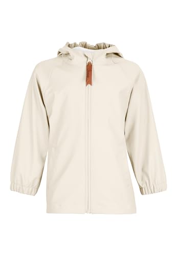 Sterntaler Regenjacke ungefüttert uni - Kinder Regenjacke wasserdicht -Unisex Jacke mit verschweißten Nähten, Kapuze und reflektierenden Details - robuste Regenbekleidung - beige, Größe 128 von Sterntaler