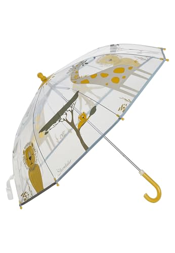 Sterntaler Regenschirm Safari - Kinderschirm mit Motivdruck und Klettverschluss - halbrunder Griff - Durchmesser 70cm - leichte Handhabung - Unisex Outdoor Geschenk Idee - transparent von Sterntaler