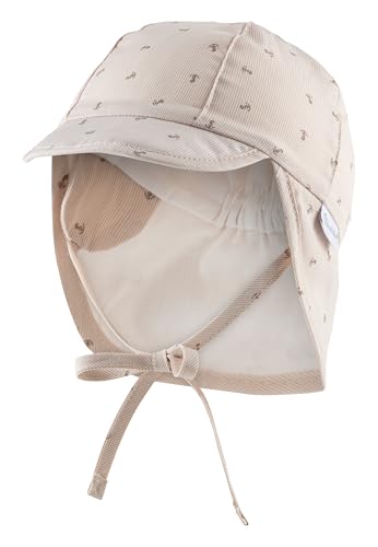 Sterntaler Schirmmütze Nacken Anker - Baby- und Kinder Mütze mit Nackenschutz, Ohrenklappen und Bindeband - Sonnenmütze mit Futter aus Batist (Bio) - Sommer Kopfbedeckung - beige, Größe 47 von Sterntaler