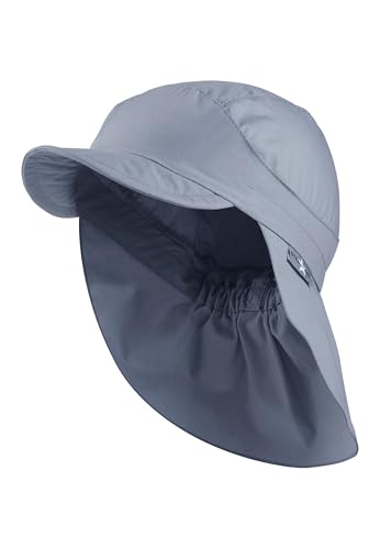 Sterntaler Schirmmütze Nacken Basic - Unisex Baby- und Kinder Mütze mit Nackenschutz - UV-Schutz 50+ Hut aus Popeline (Bio) - leichte Sommer Kopfbedeckung mit Gummiband - graublau, Größe 53 von Sterntaler