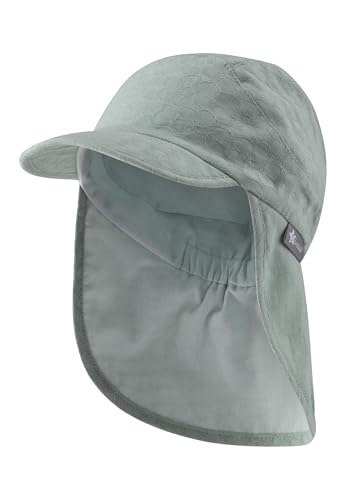 Sterntaler Schirmmütze Nacken Jacquard - Mädchen Mütze aus Baumwolle - UV-Schutz 50+ Sonnenhut mit Nackenschutz - Sommer Kopfbedeckung mit Futter aus Batist (Bio)- steingrün, Größe 51 von Sterntaler