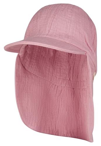 Sterntaler Schirmmütze Nacken Musselin - Mädchen Mütze mit Nackenschutz - UV-Schutz 50+ Sonnenhut Baby und Kinder - Kopfbedeckung aus Baumwoll Musselin (Bio) - samtrosa, Größe 51 von Sterntaler