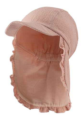 Sterntaler Schirmmütze Nacken Rüsche - Mädchen Sommermütze mit Nackenschutz - UV-Schutz 50+ Sonnenhut mit kleinem Rüschenrand - Kopfbedeckung mit Batist (Bio) Futter - perlrosa, Größe 53 von Sterntaler