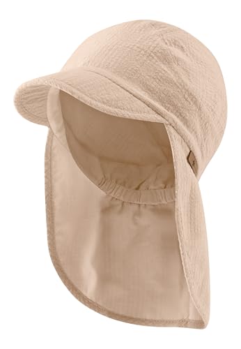 Sterntaler Schirmmütze Nacken Struktur - Unisex Mütze mit Nackenschutz - UV-Schutz 30 Sonnenhut - Sommermütze aus Baumwolle - Basic Baby und Kinder Kopfbedeckung - beige, Größe 51 von Sterntaler