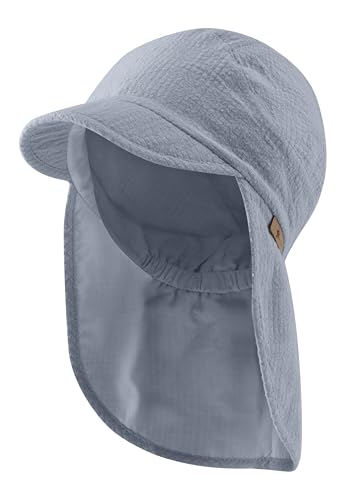 Sterntaler Schirmmütze Nacken Struktur - Unisex Mütze mit Nackenschutz - UV-Schutz 50+ Sonnenhut - Sommermütze aus Baumwolle - Basic Baby und Kinder Kopfbedeckung - graublau, Größe 55 von Sterntaler
