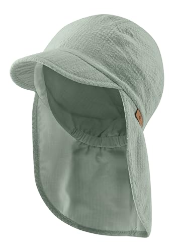 Sterntaler Schirmmütze Nacken Struktur - Unisex Mütze mit Nackenschutz - UV-Schutz 50+ Sonnenhut - Sommermütze aus Baumwolle - Basic Baby und Kinder Kopfbedeckung - steingrün, Größe 53 von Sterntaler