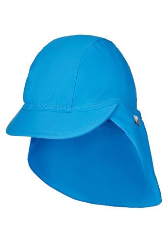Sterntaler Schirmmütze Uni – Unisex Baby Sommermütze und Nackenschutz – UV-Schutz 50+ Mütze aus Bademodenstoff – Leicht & schnelltrocknend – Kinder Kopfbedeckung - Bademode - Farbe leuchtblau, Größe 53 von Sterntaler