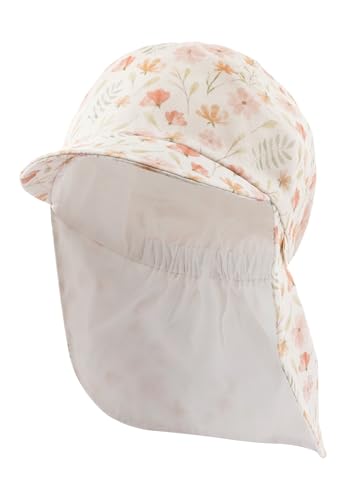 Sterntaler Schirmmütze Nacken floral - Mädchen Mütze aus Baumwolle mit Blumen - Baby- und Kinder Sommerhut mit Futter aus Batist (Bio)- Kopfbedeckung mit bequemem Gummiband im Nacken - Ecru, Größe 55 von Sterntaler