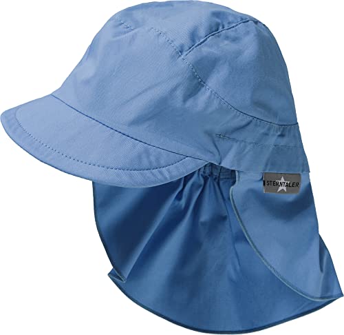 Sterntaler Unisex Kinder Schirmmütze mit Nackenschutz Ohne Bindebänder Sonnenhut, samtblau, 49 von Sterntaler