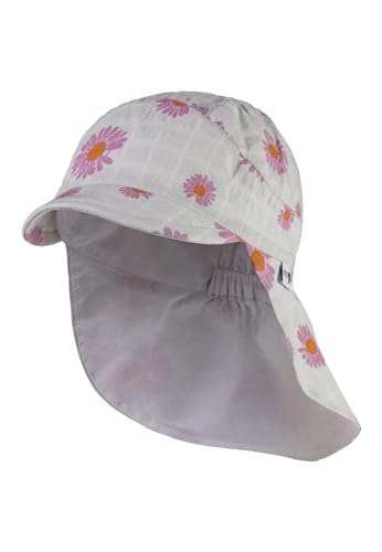 Sterntaler Schirmmütze mit Nackenschutz Blume für Mädchen - Kinder Mütze mit UV -Schutz 30 - Sonnenkappe Kinder aus Baumwolle - blassgrün, 51 von Sterntaler