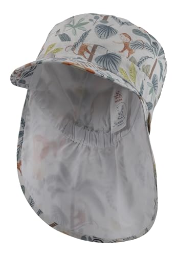 Sterntaler Schirmmütze mit Nackenschutz Dschungel Unisex - Baby Mütze mit UV -Schutz 50+ - Sonnenkappe aus Baumwolle - weiß, 47 von Sterntaler