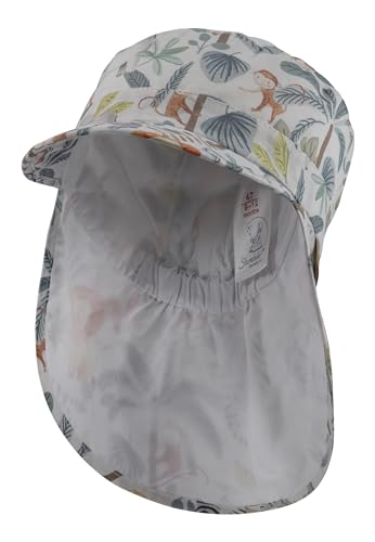 Sterntaler Schirmmütze mit Nackenschutz Dschungel Unisex - Kinder Mütze mit UV -Schutz 50+ - Sonnenkappe Kinder aus Baumwolle - weiß, 51 von Sterntaler