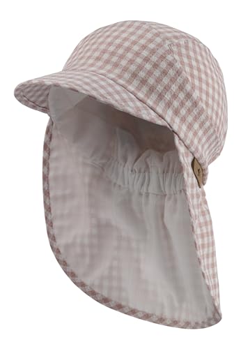 Sterntaler Schirmmütze mit Nackenschutz Vichy Karo - Schirmmütze Kinder schützt den Kopf an warmen Tagen - UV 50+ Sonnenkappe Kinder Unisex gefüttert mit weichem Baumwollstoff - rosenholz, 53 von Sterntaler